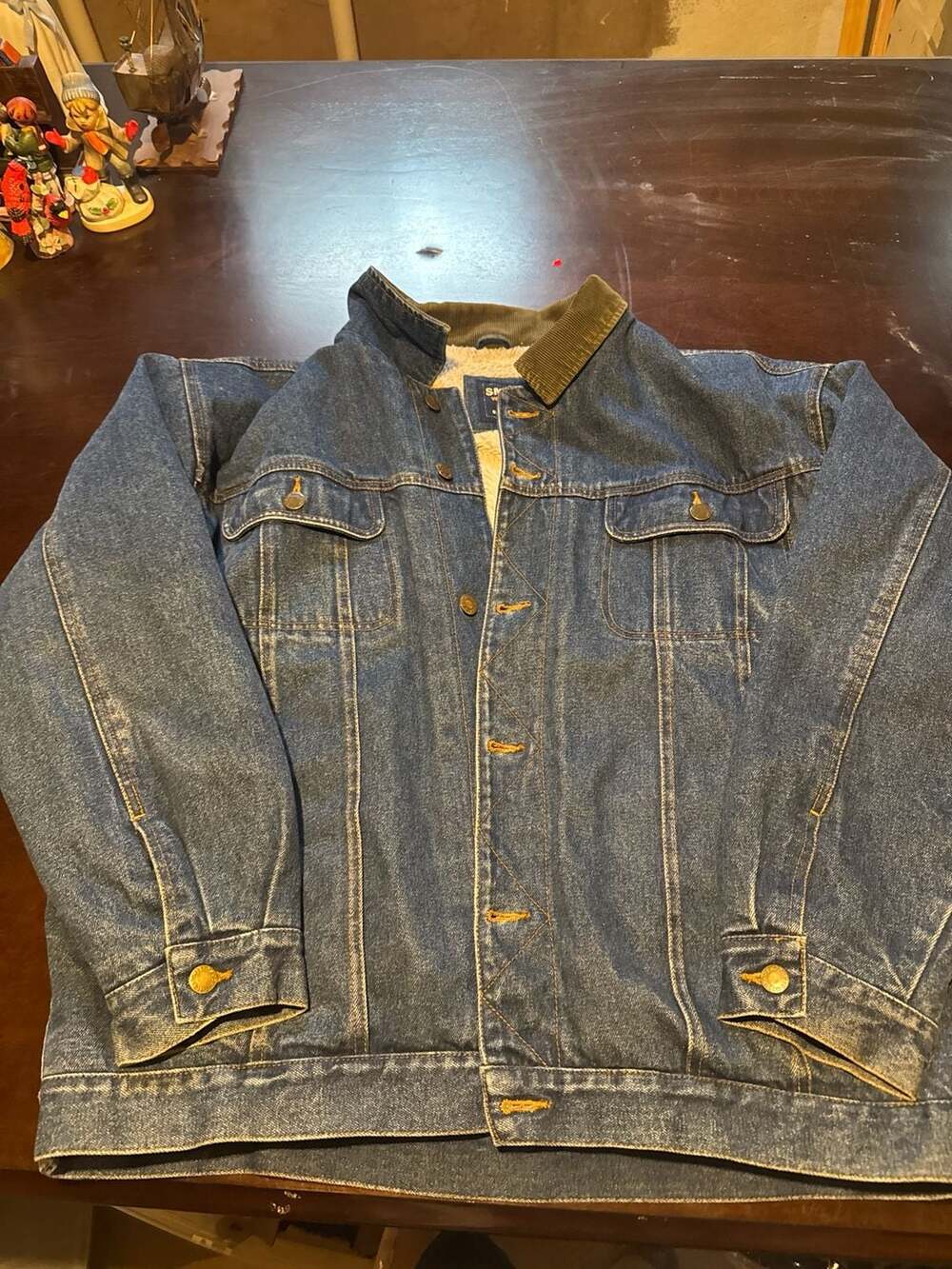 Vintage Smith's Workwear Sherpa Lined Denim Jacket with Corduroy Collar